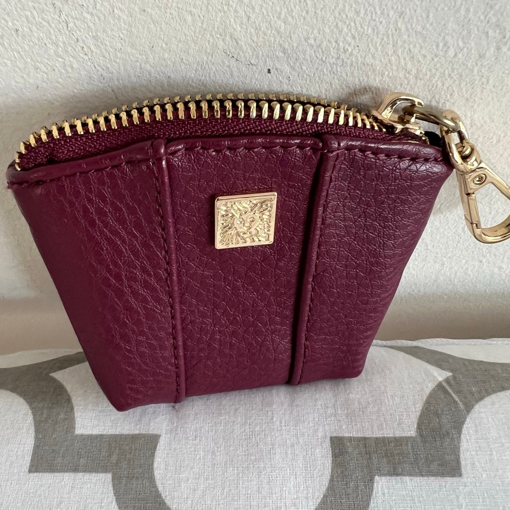 Anne Klein Burgundy Gold Key & Card Holder One Size